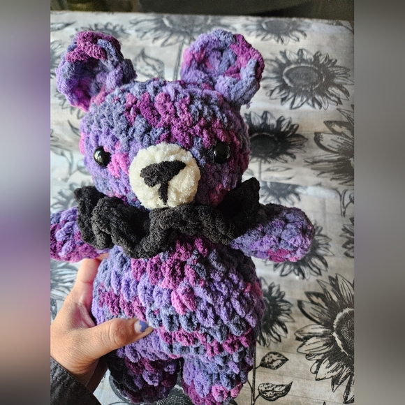 Purple Black Crochet Chunky Bear Amigurumi - Picture 5 of 12